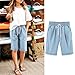 Zzalalana Girls Cotton Linen Shorts Knee Length Summer Casual Bermuda Shorts Kids Cropped Pants with Pockets 3-13 Years Sky Blue