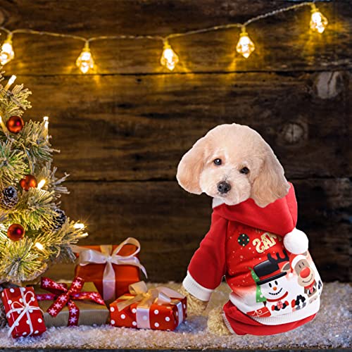 Yanmucy Pet Christmas Costumes Cat Christmas Outfit Dog Christmas Clothes Santa Costume Warm Hoodies Xmas Pet Clothes Suit for Small Medium Dogs Puppy Cats (Medium - Image 4
