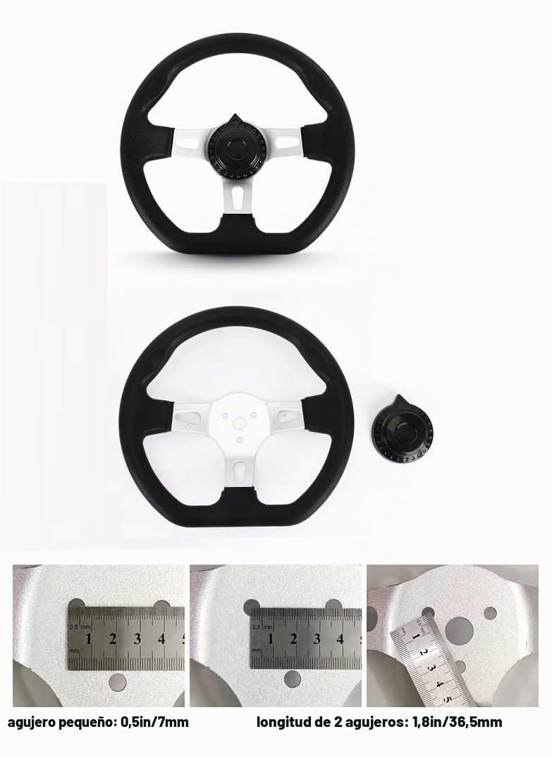 Volante de kart de 27 cm, 3 radios de liberación rápida, interior con agujeros para Go Kart, playa, kart, repuesto universal (27 cm, negro)