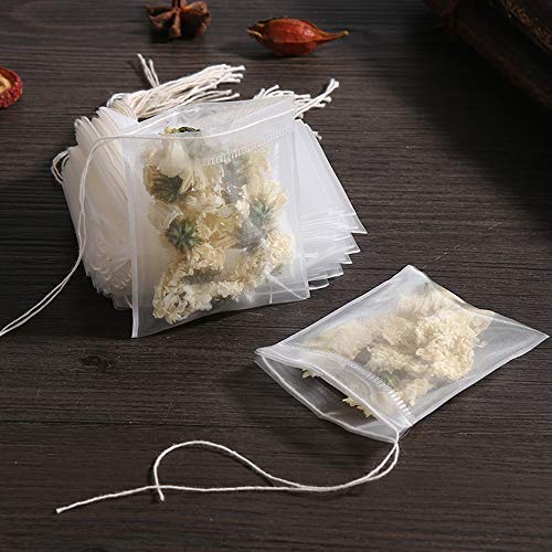 Insiswiner 50 Pcs Tea Filter Bags Disposable Tea Bags for Loose Tea Herb Spice Empty Mesh Small Drawstring Seal Infuser Strainer Diy Bath Tea Bags Sachets (2.36x3.1inch)