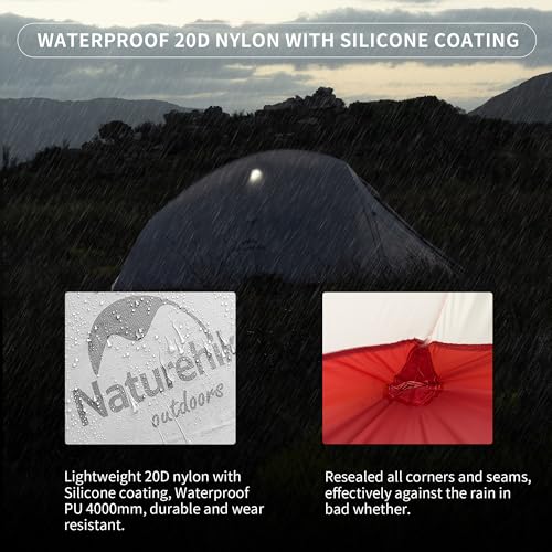 Naturehike Cloud Up Pro Zelt 2 Person Leichtes Campingzelt, Einfacher Aufbau Winddicht & Wasserdichtes Kuppelzelt für Outdoor Reisen… – Ansicht 7