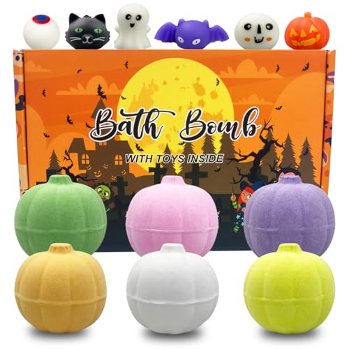 Muyiz 6 Pack Halloween Pumpkin Bubble Bath Bombs with Halloween