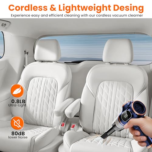 Image of Portable Car Vacuum Cordless Mini Handheld Vacuums Cleaner Rechargeable with LCD Display and Multi-Nozzles, High Power Hand held Cleaners for Car, Home, Office, Sofa, Pet Hair,Keyboard