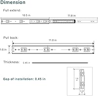 Vista 7 de Extensión completa de cajones con menos ruido de 12 pulgadas, kit deslizante de cajón que se adapta a la mayoría de sistemas de cajones montados