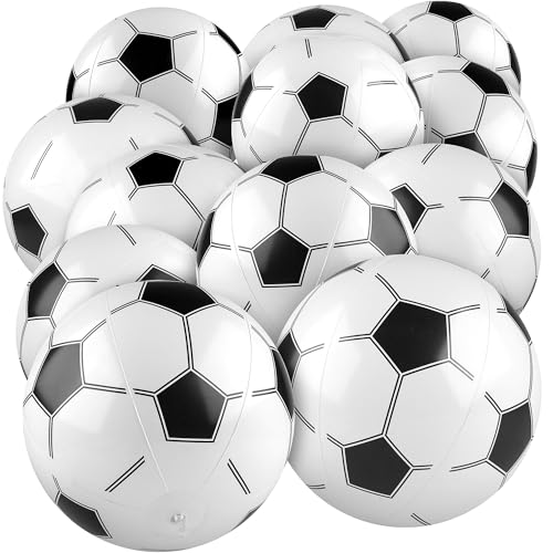 durony 12 Pieces Soccer Beach Ball 11 Inch Inflatable Soccer Bouncing Sports Ball Bouncy Toy Favors for Birthday Party Summer Beach Pool Games Decorations
