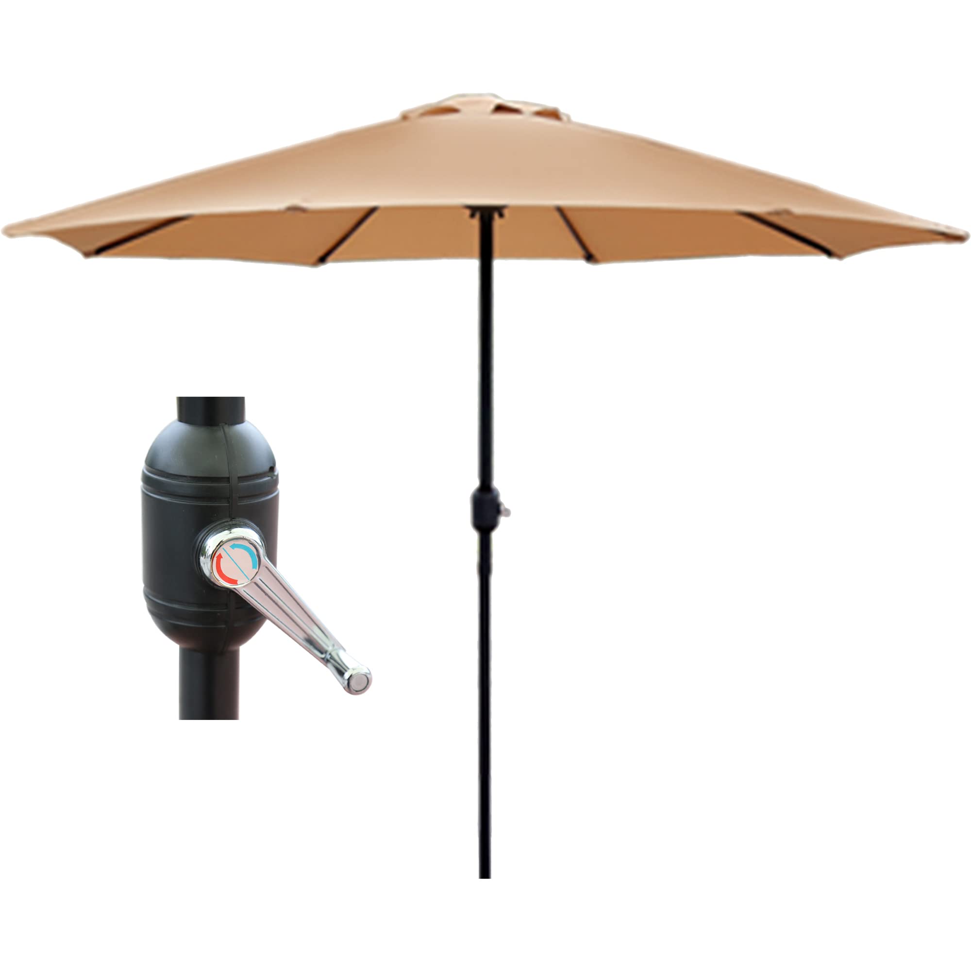 GlamHausGarden Parasol Umbrella for Table, 2.7m, Crank Handle, UV 40+ Protection, Additional Parasol Protection Cover, Gardens and Patios - Robust Steel (Sand)
