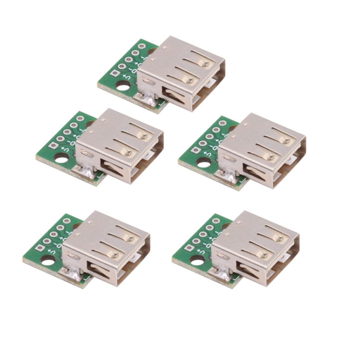 chenyang 5 Pack USB 2.0 DIY Connector,USB 2.0 Type-A 5Pin Female Socket Port Repair Replacement Solder Adapter
