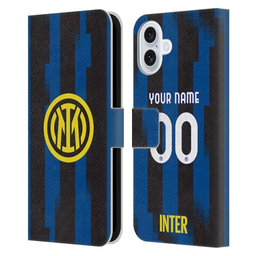 Coque iPhone 16 Plus Inter Milan en cuir personnalisée par Head Case Designs