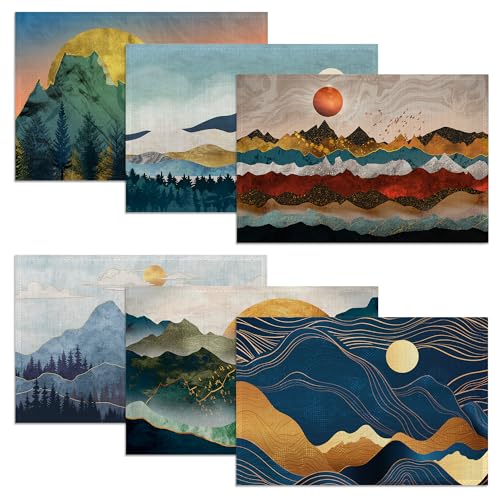 Zihonse ZHN-CDXF-0239 Mountains Sun Nature Scenery Placemats Set Of 6 cover