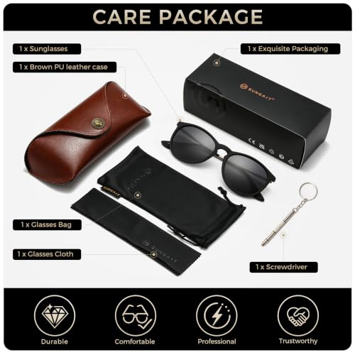 Image of SUNGAIT Premium Vintage Round Sunglasses for Women Men Classic Retro Trendy Style