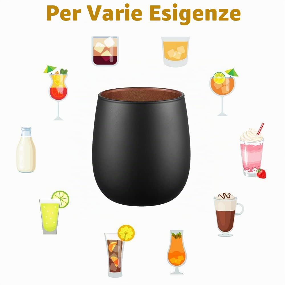 glastal Bicchieri da Cocktail Tazza Caffè 450ml Nero Bicchieri da Gin Set di 2 Bicchieri da Vino Bicchieri Acqua Vetro Tazza da Caffè Tazzine Caffe per Tè, Regalo Donna Uomo Compleanno San Valentino