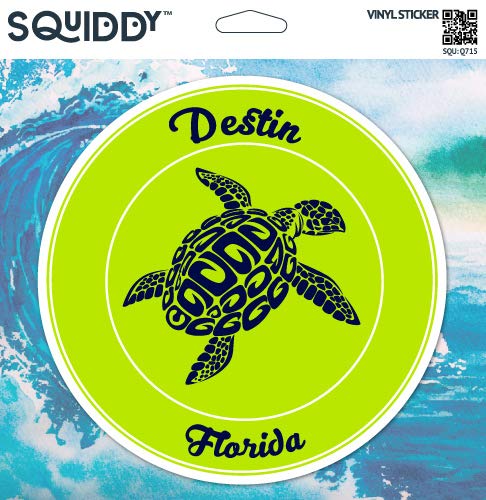 Squiddy Destin Florida Turtle Beach - Vinyl Sticker - Large Size (11