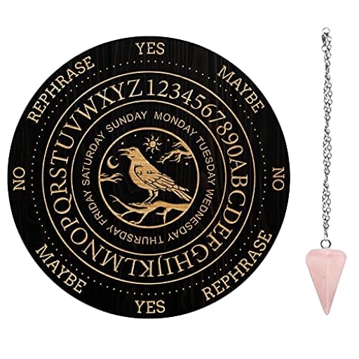 AHANDMAKER Tablero de péndulo de cuervo nocturno, tablero de mensajes metafísicos de adivinación de radiestesia, tablero tallado de madera con collar de péndulo de cristal, adivinación para brujería, | Ya disponible en tu tienda friki favorita! En mundofriki.es! AHANDMAKER Tablero de péndulo de cuervo nocturno, tablero de mensajes metafísicos de adivinación de radiestesia, tablero tallado de madera con collar de péndulo de cristal, adivinación para brujería, | Ya disponible en tu tienda friki favorita! En mundofriki.es!