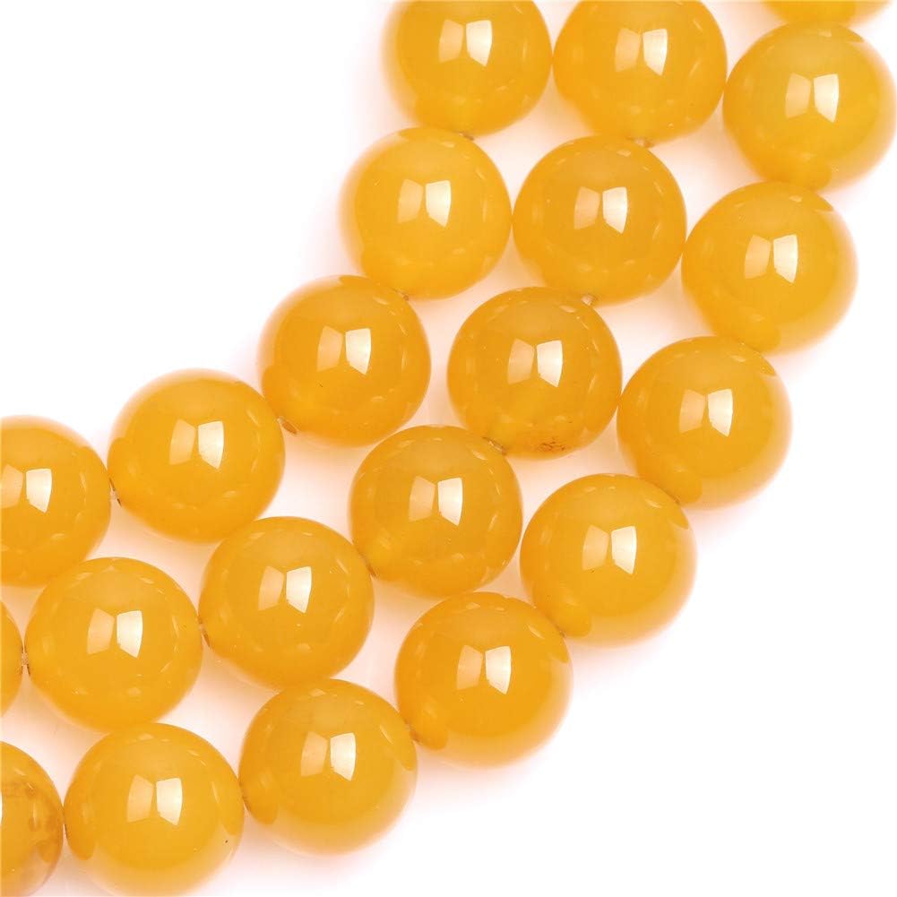 GEM-Inside 14mm Yellow Agate Round Gemstone Semi Precious Loose Beads for Jewellery Making 15'' - Image 4
