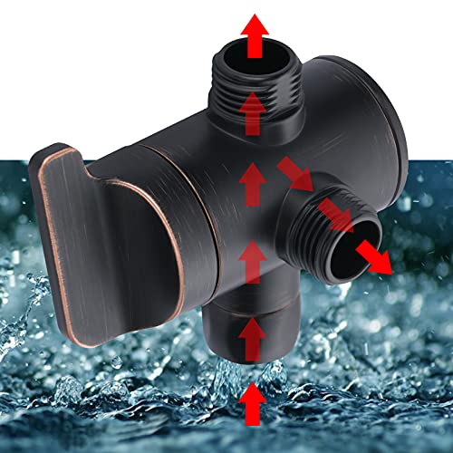 BRIGHT SHOWERS Shower Arm Diverter Valve for Hand held Showerhead and Fixed Spray Head, 3-Way Shower Head Diverter Valve, Oil-Rubbed Bronze