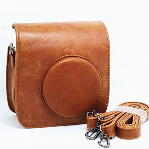 CAIUL Vintage Camera Carrying Case Compatible with Fujifilm Instax Mini 25 26 Camera, Brown