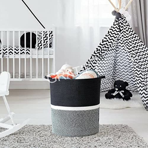 Image of GRATIFY MANSA TRADERS boho Storage Organizer Foldable Wardrobe Cotton Mini Rope Laundry Basket Cloth Storage Box Baby Bucket Hamper New Born for Kitchen,Office Set,Room,planters,Dirty Clothes 2.17