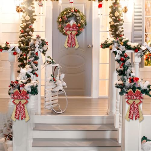 Threetols-Large-Christmas-Bows-for-Wreath-Gold-Red-Glitter-Wreath-Bows-Winter-Dot-Bows-for-Front-Door-Farmhouse-Ornament-Burlap-Tree-Topper-Bows-for-Xmas-Indoor-Outdoor-Decoration Threetols Large Christmas Bows for Wreath Gold Red Glitter Wreath Bows Winter Dot Bows for Front Door Farmhouse Ornament Burlap Tree Topper Bows for Xmas Indoor Outdoor Decoration