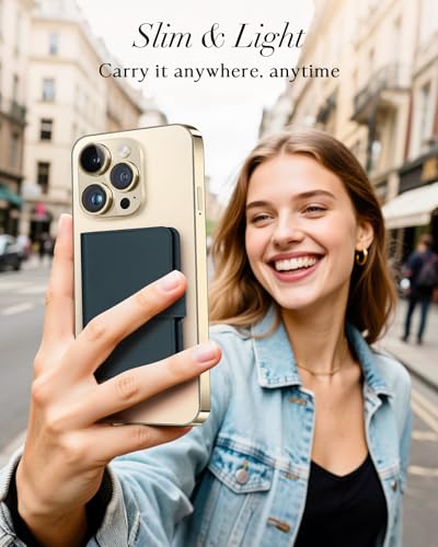 Image of Shorogyt for Magnetic Phone Wallet Compatible with Magsafe Card Holder - Luxury Slim Leather Mag Wallets for Women Fit 4 Cards, for iPhone 17 /16 /15 /14 /13 /12 Series for Apple RFID Magnet, Lyc Blue