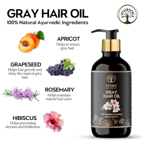 Image of Oil for Greys (200 Ml) - Helps Stop Greying & Brings Back Natural Black Hair | With all 100% Natural Ingredients including Apricot, Moroccan Argan, Jojoba