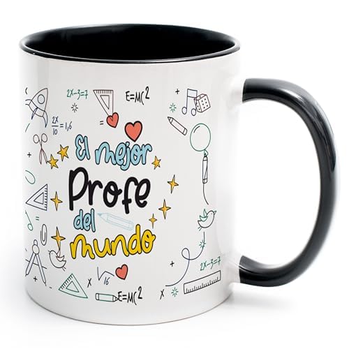 Taza Profesor- Taza el Mejor Profe del Mundo- Regalo Original- Fin de Curso- Taza Desayuno/Café - Céramica 350ml- taza Maestro/Maestra