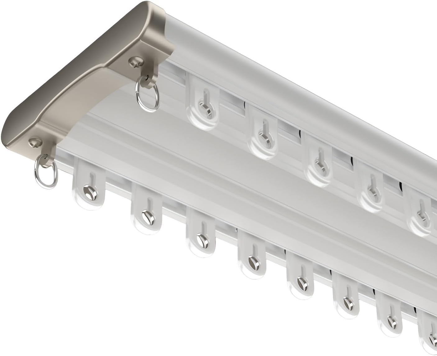 Adjustable Double Row Ceiling Curtain Track 27-236 Inch, 13.1FT (400CM) - Perfect for Living Room, Bedroom, Hospital - Elegant Champagne Finish for Privacy and Style