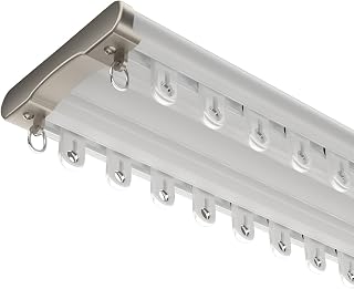 Adjustable Double Row Ceiling Curtain Track - 27 to 236 Inch, White Curtain Rails for Living Room, Bedroom, Hospital Privacy - 11.5FT Durable & Versatile Design