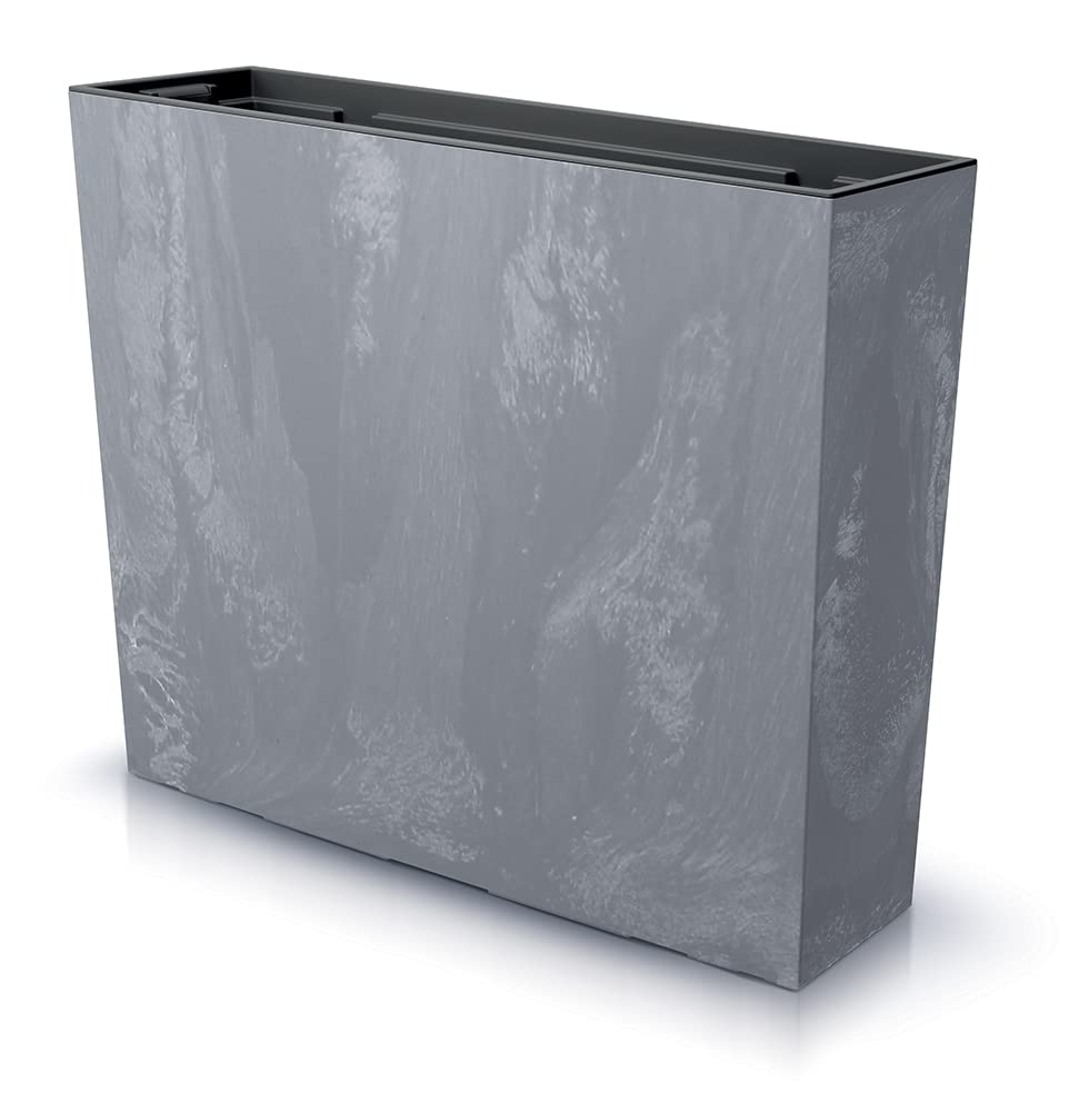 Urbnliving Grey Tall Concrete Rectangle Planter Floor Standing Indoor Outdoor Patio Plant Pot (Grey)