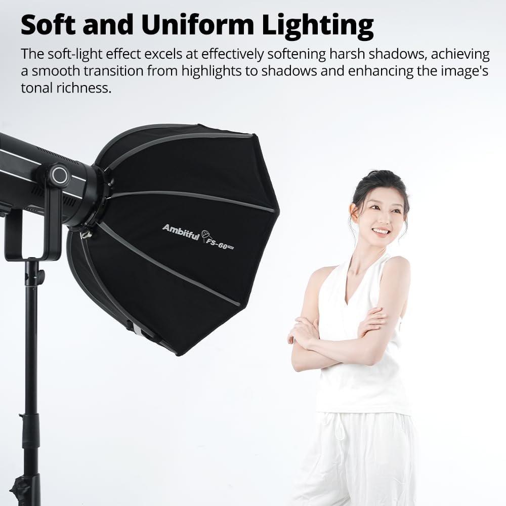AMBITFUL FS40pro 15.7 "/40 cm Softbox Octagonal, Release Quick Bowens Mount Softbox con difusores/Rejilla de Panal de Miel/Bolsa de Transporte