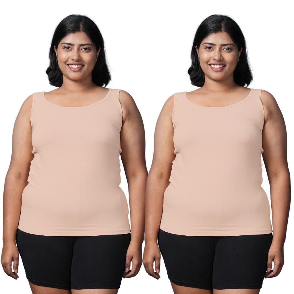 adira | Plus Size Inner Tank Top Women | Plus Size Inner Tank Tops | Wide Fabric Shoulder | Round Neckline | Lightweight & Sleeveless | Offers Full Coverage | Pack of 2-picture-26