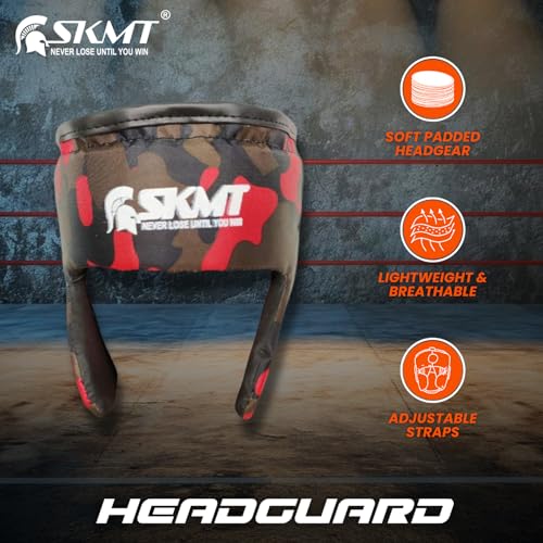 Image of SKMT NEVER LOSE UNTIL YOU WIN Kids Boxing Set - Boxing Kit for Kids (2-8 Years) (CAMO RED)