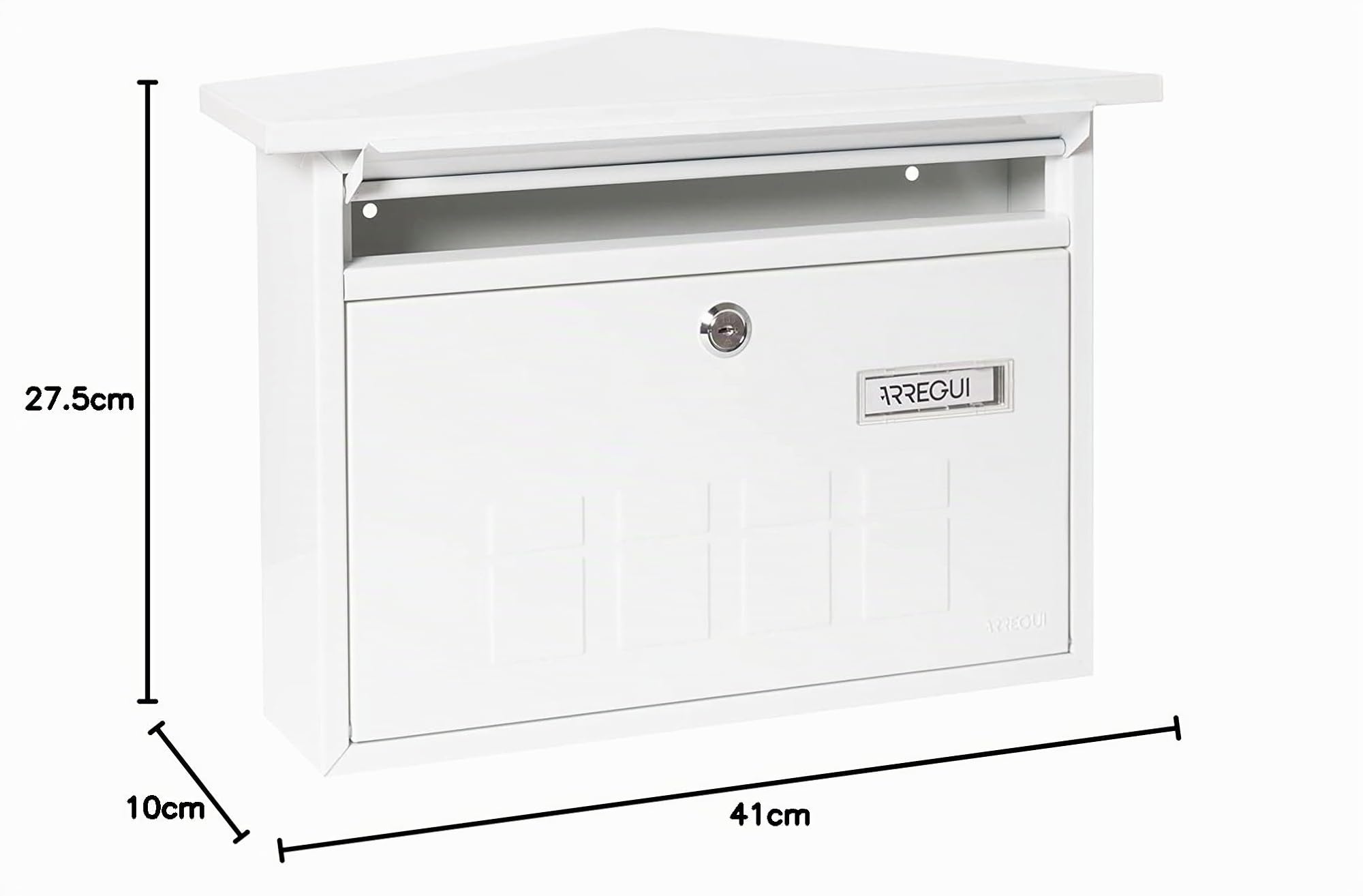 ARREGUI Deco E5701 Cassetta Postale Individuale in Acciaio, Cassetta della Posta da Parete, Fondo Stretto, Dimensione M (DIN A4 e Riviste), Facile da Montare, Bianco