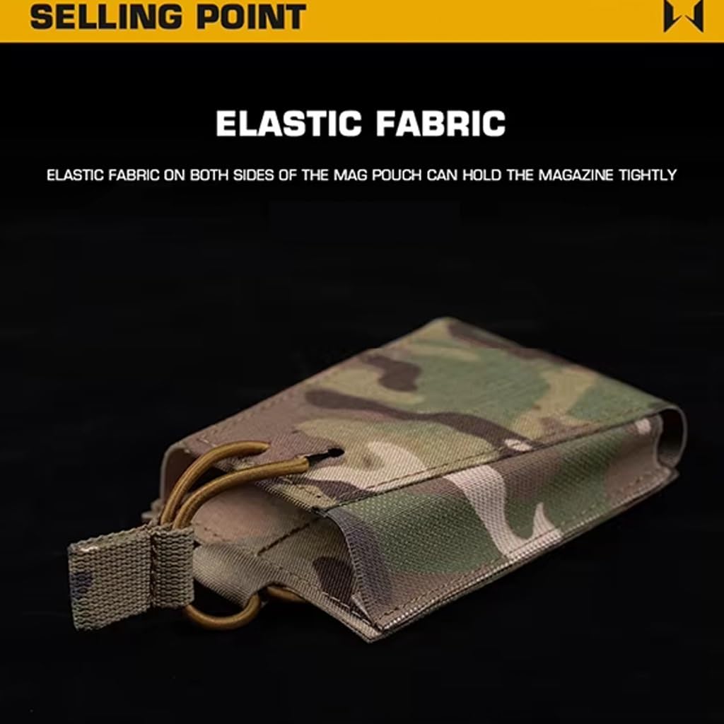 TS TAC-SKY Cordura 7.62 Pochette À Chargeur Unique, Clip De Support Élastique Molle À Traction Rapide for Porte-Plaque