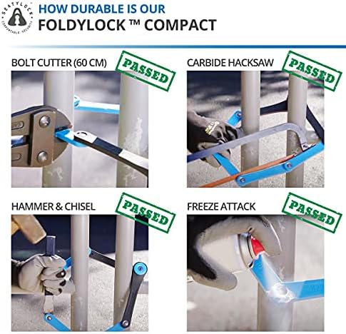 FoldyLock Compact Folding Bike Lock - Award Winning Patented Lightweight High Security Bicycle Lock - Heavy Duty Anti Theft Smart Secure Guard with Key and Case for Bikes or Scooter - 85 cm