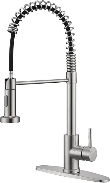 ATPCOLTD Kitchen Sink Faucets, Kitchen faucets with Pull Down Sprayer Stainless Steel Brushed Nickel Single Handle Single Hole Faucet (Brushed Nickel)