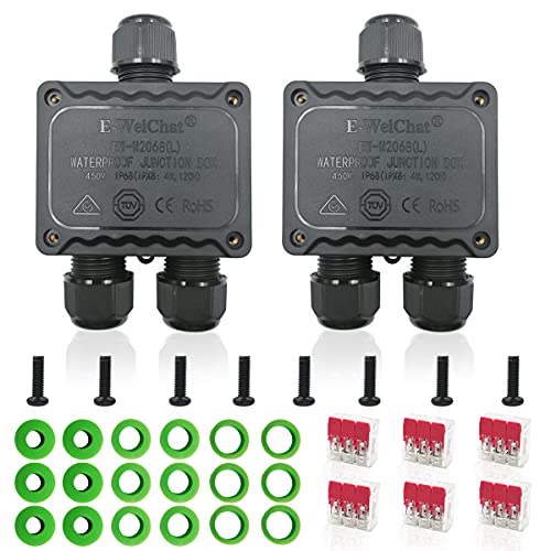 Cajas de Empalmes Exterior, IP68 Caja de Conexiones Impermeable Elctricas, con 3 Conectores de Cable para Cable de 5-14 mm de Dimetro