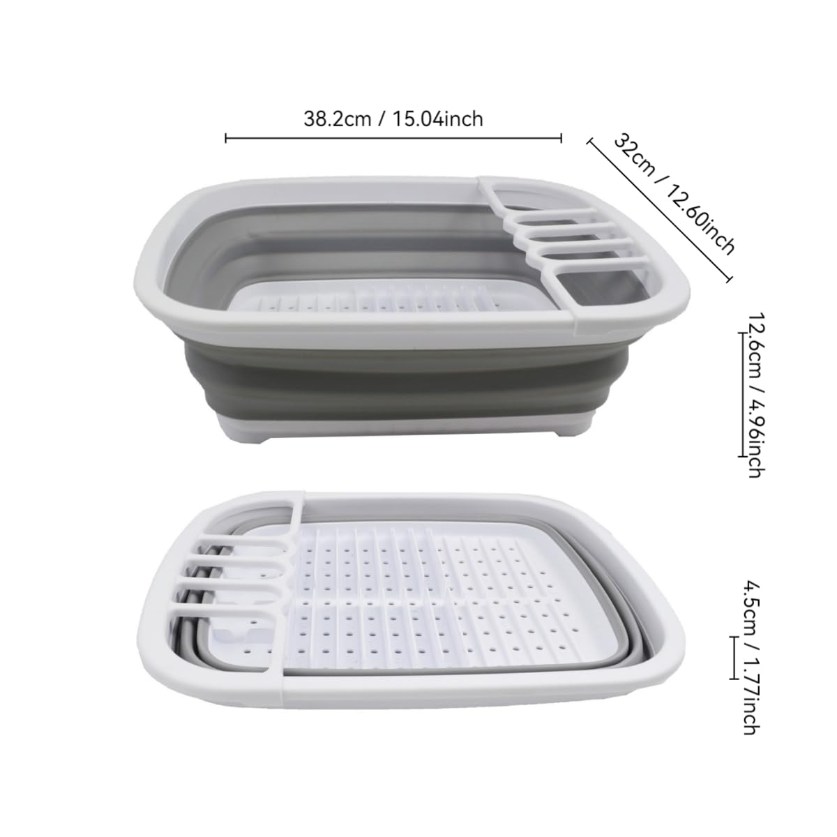 SAMMART Égouttoir à vaisselle pliable de 8 L – Égouttoir à vaisselle portable – Économie d'espace (blanc/gris, 1)