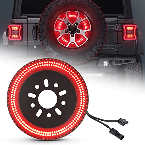 spare tire - Spare Tire Brake Light Plug & Play, CAFOPAR 4th Fourth Brake Light LED Ring Wheel Light Compatible with Jeep Wrangler 2018 2019 2020 2021 JL JLU