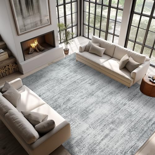 BILEEHOME 8x10 Area Rugs for Living Room Minimalist Gray Abstract