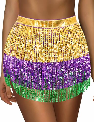 Mardi Gras Sequin Skirt & Costume - Women's Sequin Mardi Gras Skirt