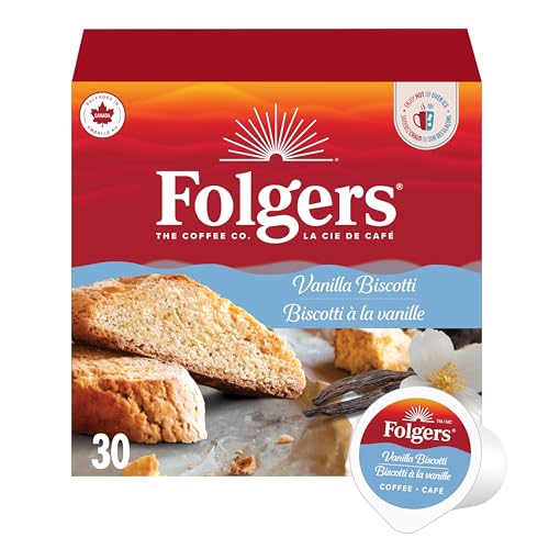 Image of Folgers Vanilla Biscotti Coffee K-cups, 30 Count, 270g /9.5 oz. Box (Imported from Canada)