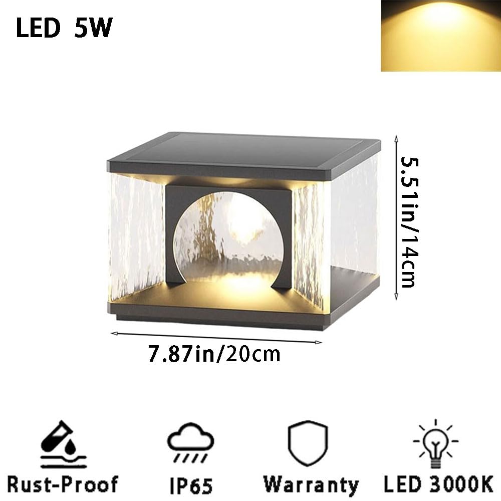 MOCHAMIK Paletto Luminoso da Esterno Paletto Luminoso da Esterno Impermeabile, Illuminazione a LED Lampada a Colonna Vialetto Vialetto Paesaggio Luce Alloggiamento Decorazione Pilastro Lanterna