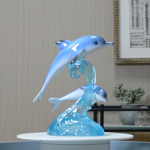 Figura decorativa delfín en resina para hogar miniatura 6