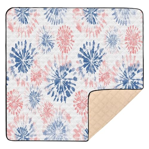 Kigai Tie Dye Baby Play Mat for Floor and Playpen 50x50 inch Non-Slip Baby Activity Playmat Waterproof Foldable Crawling Mat for Infants Toddlers