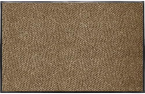 Image of WaterHog Max Diamonds Front Door Mat Indoor Outdoor Entrance, All-Weather Heavy Duty Commercial Doormat with Non-Slip Rubber Backing, Dirt & Moisture Trapper, Low Profile, Made in USA, 45 inchx70 inch Khaki