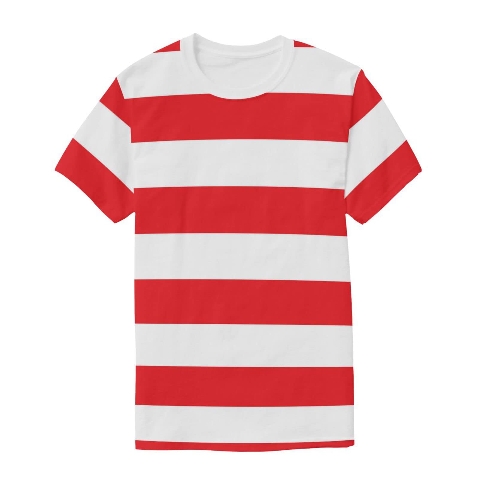 T-Shirts for Men Red and White Striped Short Sleeve Crew Neck Casual Tee Shirt Tops