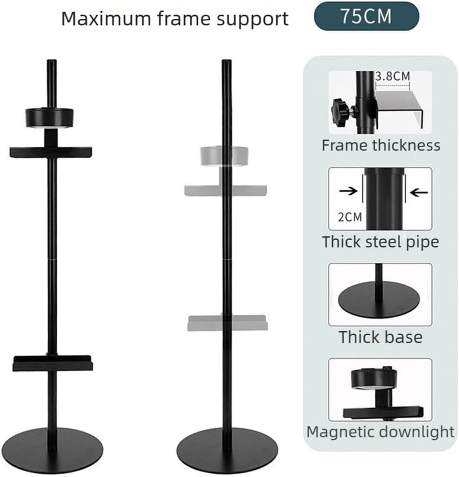 Desktop Picture Frame Stand Metal Height Adjustable Table Easel Art Display Holder for Signs Canvas with Magnetic Light