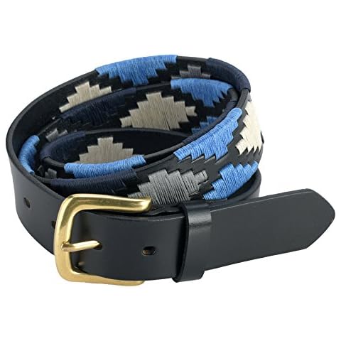 Lambland Black Leather Embroidered Polo Belt Cover