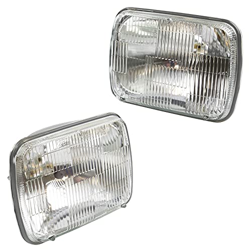 TRQ Sealed Beam Rectangle Headlight Headlamp Pair for Chevy GMC Ford Toyota
