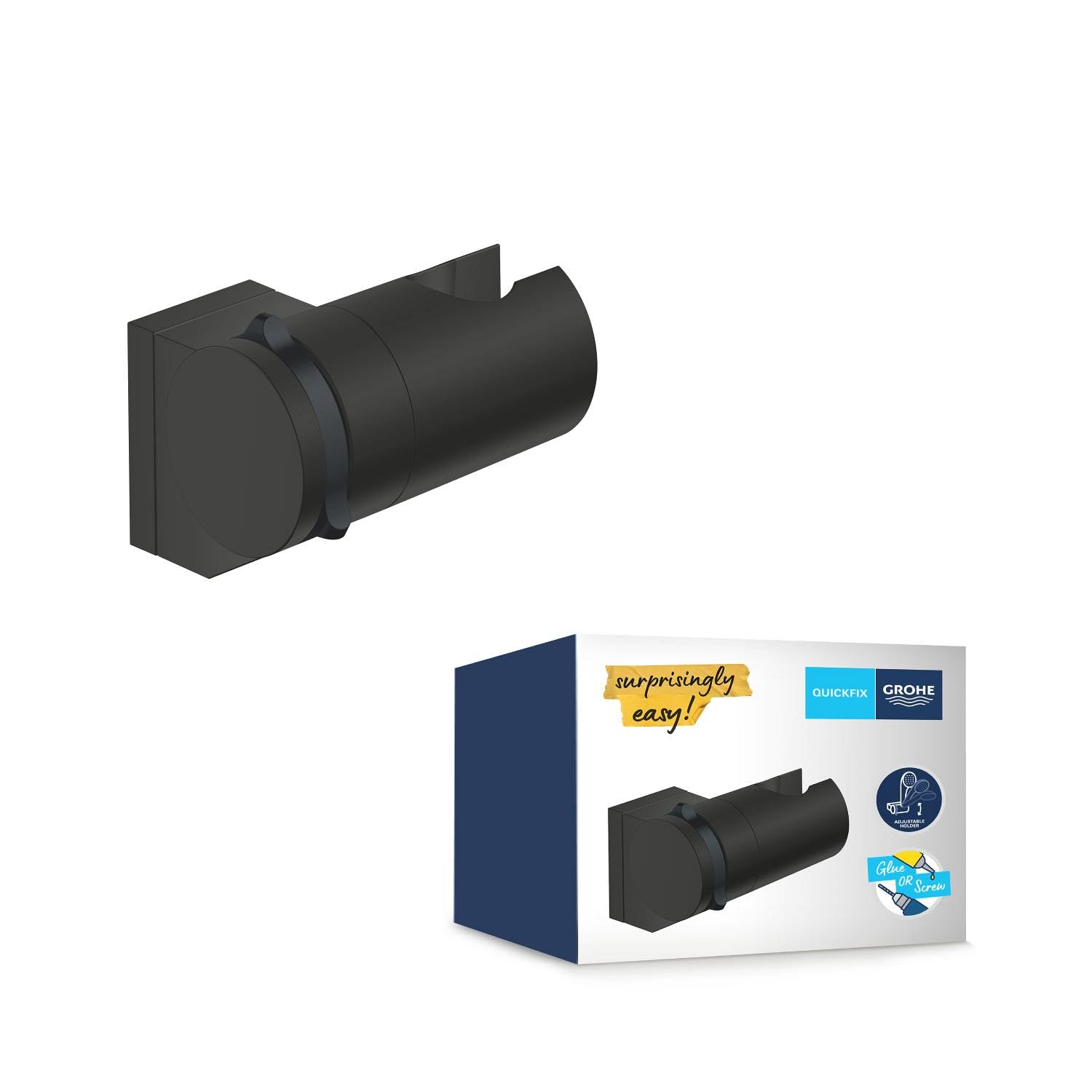 GROHE Vitalio Universal Supporto a parete per Doccino Doccia, nero opaco, 261832431